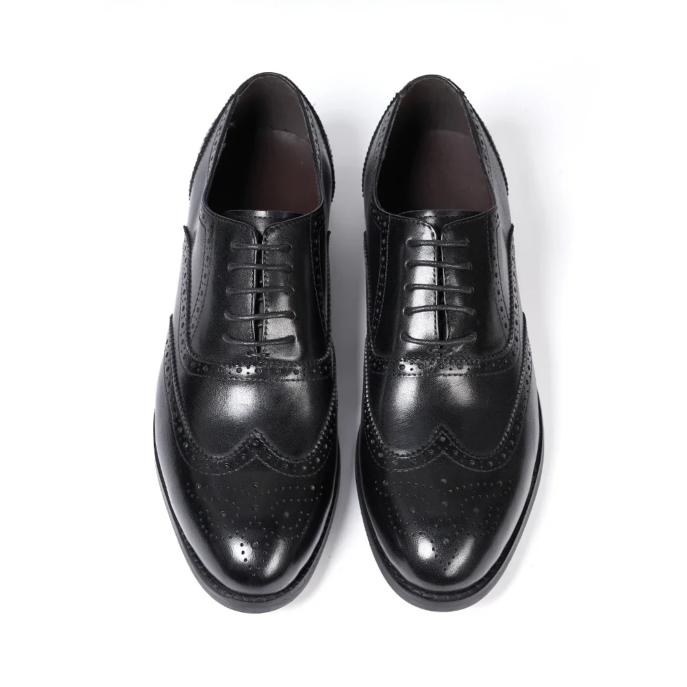 BrogueElite™ Men’s Genuine Leather Wingtip Oxford Lace‑Up Dress Shoes 6