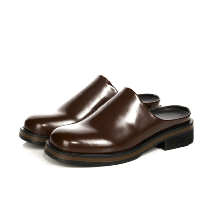 Brown Leather Commuter Mules™ – Men’s Genuine Leather Slip-On Sandals