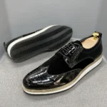 BritanniaElite™ Men’s Wingtip Brogue Oxfords | Waterproof Patent & Suede Loafers 1