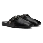 UrbanEase™ Men’s Black Square‑Toe Leather Slippers | Men Comfortable Loafers 1