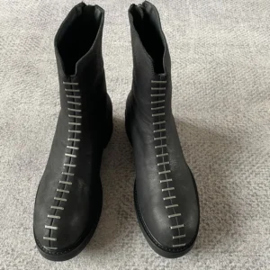 VANTEDGE™ Custom Handmade Rivet Patchwork Leather Motor Boots - Custom Leather Rivet Motor Boots for Men & Women 1