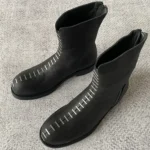 VANTEDGE™ Custom Handmade Rivet Patchwork Leather Motor Boots - Custom Leather Rivet Motor Boots for Men & Women 4