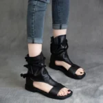 GladiaLuxe™ Women's Gladiator High-Top Sandals– Genuine Leather Open-Toe Summer Boots 4