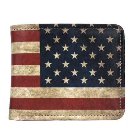 USA Flag Short Wallet – PU Leather Unisex Purse with Zipper Coin Pocket 1