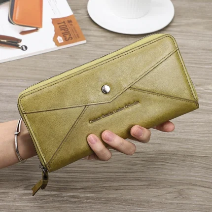 Eleganzza™ Women's Genuine Leather Long Clutch Wallet – Fashion Clutch with Card, Coin & Phone Pocket 1