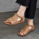 SORELLE™ Women’s Retro Genuine Leather Peep Toe Sandals 3