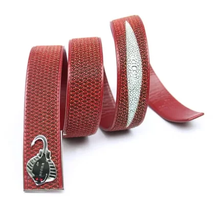 RAREBLAZE™ Red Stingray Leather Men’s Belt – Authentic Thailand Skate Skin Luxury Belt 2