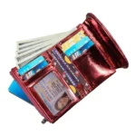 CrocLustre™ Women's Metallic Leather Short Wallet – Crocodile Pattern Genuine Cowhide Purse 3