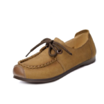 BeanWalk™ Women’s British Wind Lace-Up Leather Loafers – Retro Spring Casual Flats 6