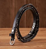 STRAPGLINT™ 1CM Women’s Genuine Leather Rivet Belt – Thin Punk Rivet Strap for Dresses & Jeans 6