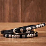 STRAPGLINT™ 1CM Women’s Genuine Leather Rivet Belt – Thin Punk Rivet Strap for Dresses & Jeans 3
