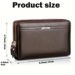 Men’s Long PU Leather Clutch Wallet – Large Zipper Purse with Phone & Card Holder 2