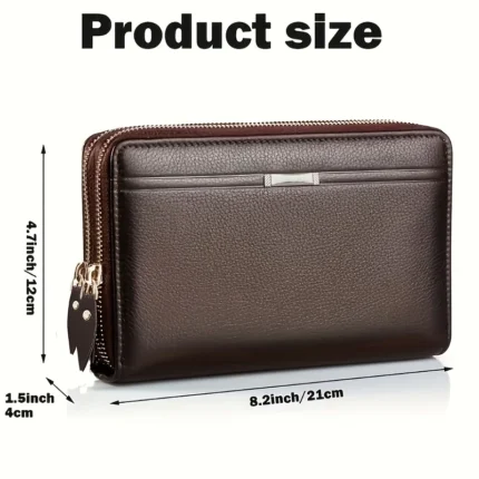 Men’s Long PU Leather Clutch Wallet – Large Zipper Purse with Phone & Card Holder 2