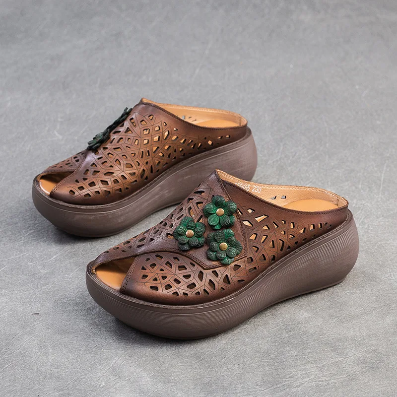 FLORAFLARE™ Peep‑Toe Cut‑Out Wedge Sandals 5