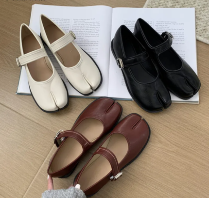 VIVANTE™ Women’s Tabi Ballet Flats – Split‑Toe Vegan Loafers