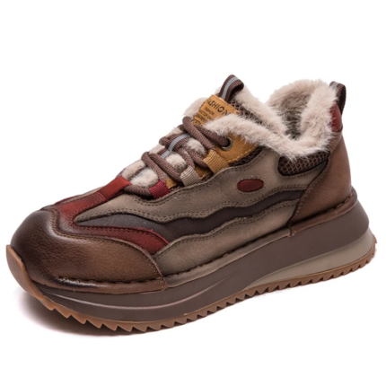 UrbanStride™ Women’s Cow Suede Chunky Sneakers – 4cm Ankle Platform Boots