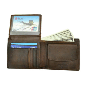 Genuine Cow Leather RFID Men Wallet – Vintage Short Purse with Coin Pocket & Card Slots