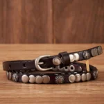 STRAPGLINT™ 1CM Women’s Genuine Leather Rivet Belt – Thin Punk Rivet Strap for Dresses & Jeans 4