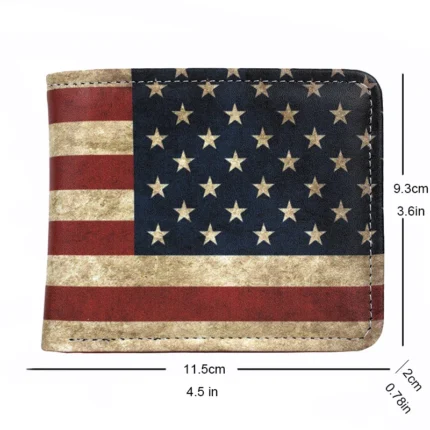 USA Flag Short Wallet – PU Leather Unisex Purse with Zipper Coin Pocket 2