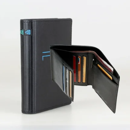 VessoMark™ Personalized PU Wallet – Slim Geometric Card Holder with Coin & Note Storage 1