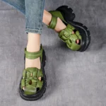 RomaLift™ Women's Retro Leather Gladiator Sandals – Closed Toe, Thick Sole Comfort 3