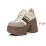 VIRÉNE™ Women’s 11 cm Split Leather Platform Lace‑Up Pumps 4