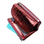 CrocLustre™ Women's Metallic Leather Short Wallet – Crocodile Pattern Genuine Cowhide Purse 4