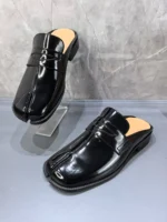 TabiLux™ Custom Black Tabi Sandals for Men – Designer Split Toe Flat Summer Shoes 6