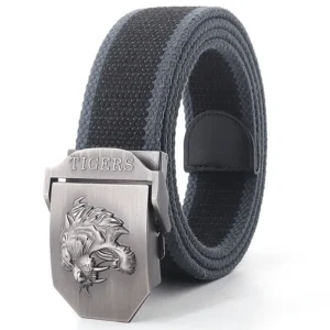 TIGERFORCE™ Tactical Canvas Belt for Men – Tiger Buckle Army Outdoor Jeans Strap 1