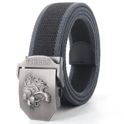 TIGERFORCE™ Tactical Canvas Belt for Men – Tiger Buckle Army Outdoor Jeans Strap 1