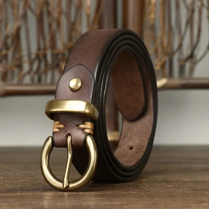LADYNATURE™ 2.8CM Genuine Leather Women Belt – Retro Copper Buckle for Jeans & Dresses 2