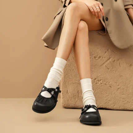 Women's Cow Leather Narrow Band Mules – Handmade Fashion Slippers for Spring & Autumn 2