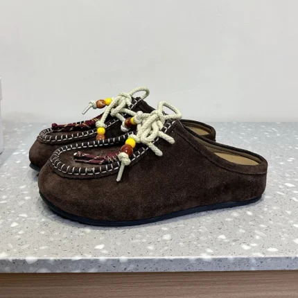 SuedeEase™ Women’s Retro Cow Suede Thick‑Bottom Mules with sheepskin insole 1