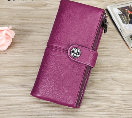 AirtagSecure™ Full-Grain Leather Clutch Wallet For Women – AirTag-Ready Clutch Purse