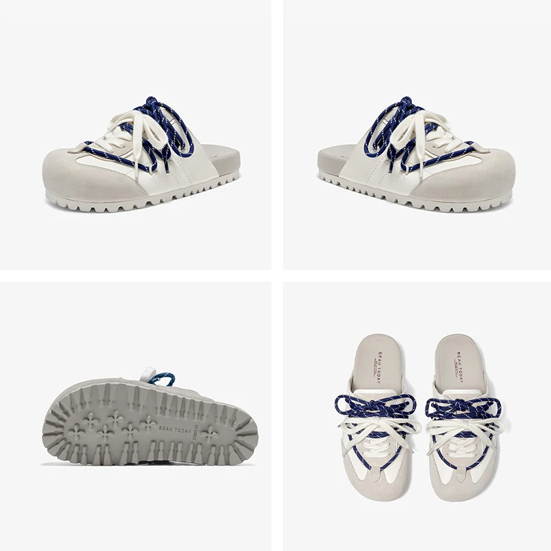 Women's Cow Suede Cross-Tied Mules – Handmade Patchwork Casual Flats for Spring & Autumn 6