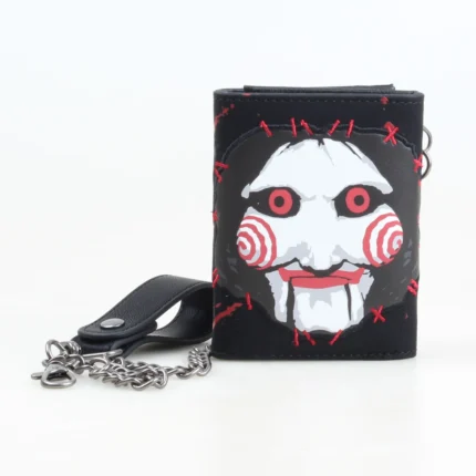 IronThread™ Men’s Trifold Wallet with Chain – Embroidered Cartoon Print PU Card Clip 2