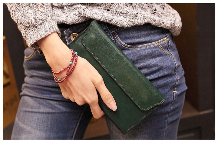 LineaLuxe™ Women's Long Thin Leather Wallet – Slim Cowhide Clutch Purse with Multi-Card Storage 17