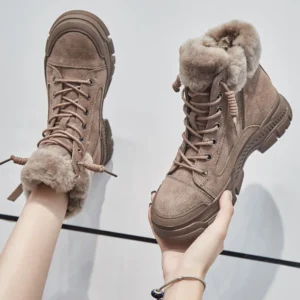 WinterStride™ Plush-Lined Suede Snow Boots – Women’s Genuine Leather Ankle Sneakers 1