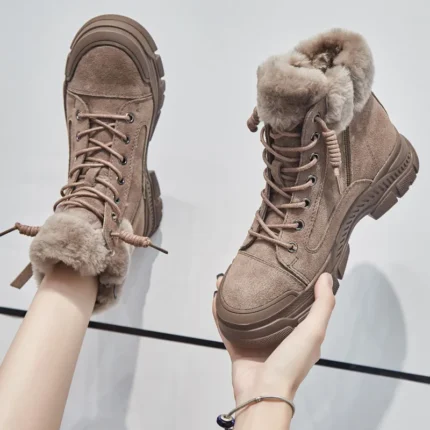 WinterStride™ Plush-Lined Suede Snow Boots – Women’s Genuine Leather Ankle Sneakers 1