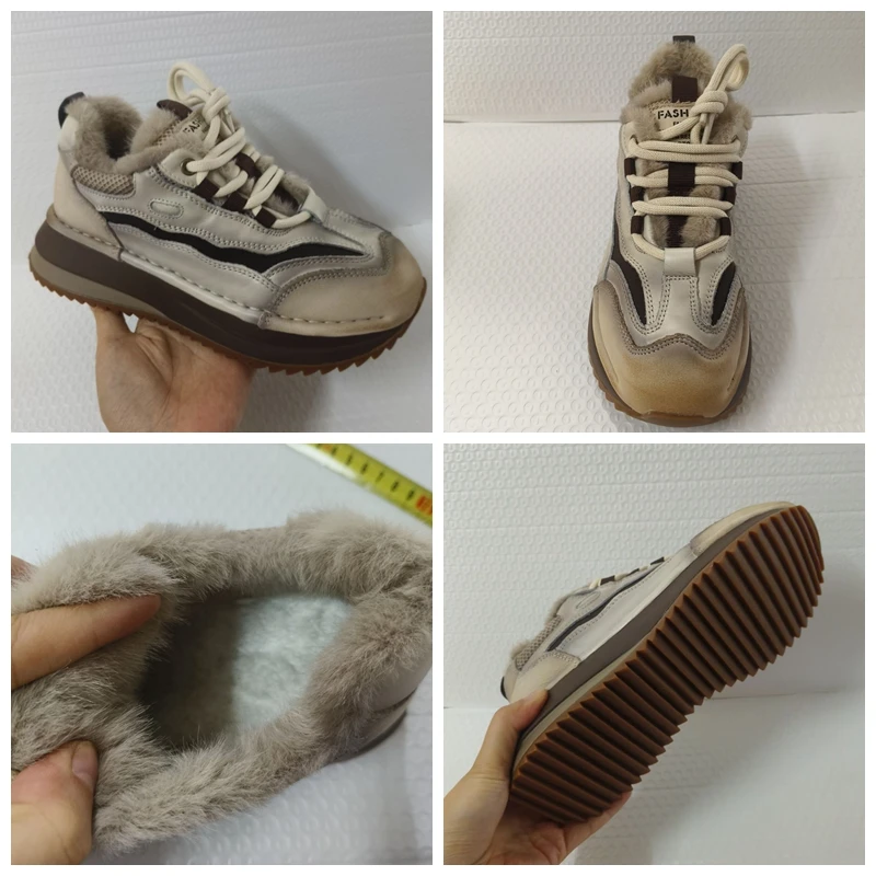 UrbanStride™ Women’s Cow Suede Chunky Sneakers – 4cm Ankle Platform Boots 14