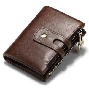 OldTown™ RFID Retro Leather Wallet – Genuine Cowhide Bifold with Zipper & Hasp for Men & Women