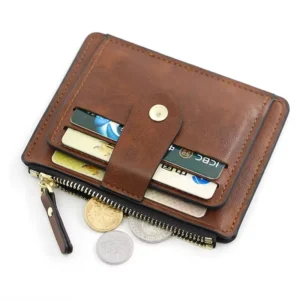 SlimCore™ Slim PU Leather Wallet for Men – Card Holder with Zipper Coin Pocket & Minimalist Design 1