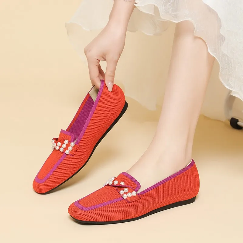 Beanie™ Women’s Knitted Square-Toe Waterproof Mesh Slip-On Loafers (Spring/Autumn) 6