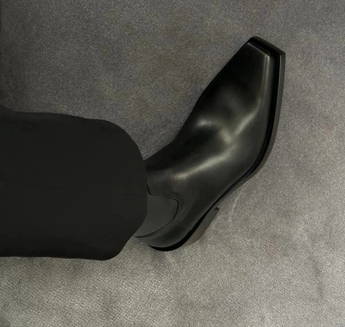 FORGEFRAME™ Mid-Tube Square Toe Leather Boots – Thick Heeled Statement Chelsea 4