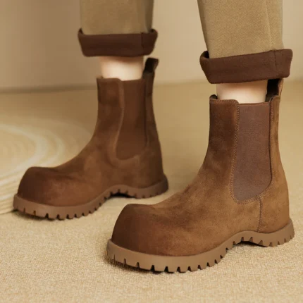 ELARA™ Women’s Suede Platform Chelsea Boots - Spring Fall Ankle Boots 2