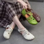 RomaWeave™ Women’s Retro Cowhide Roman Sandals Genuine Leather Weaving Hollow-out Women's Flat Shoes 2