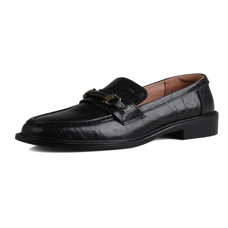 Lorelai™ Women’s Non-Slip Genuine Leather Square-Toe Retro Loafers - Metal Buckle (EU34-40) 5