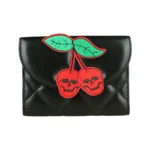 DeadlyChic™ Skull Cherry Trifold Wallet – Americana PU Leather Women’s Halloween Card Holder 1
