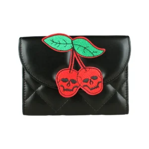 DeadlyChic™ Skull Cherry Trifold Wallet – Americana PU Leather Women’s Halloween Card Holder 1