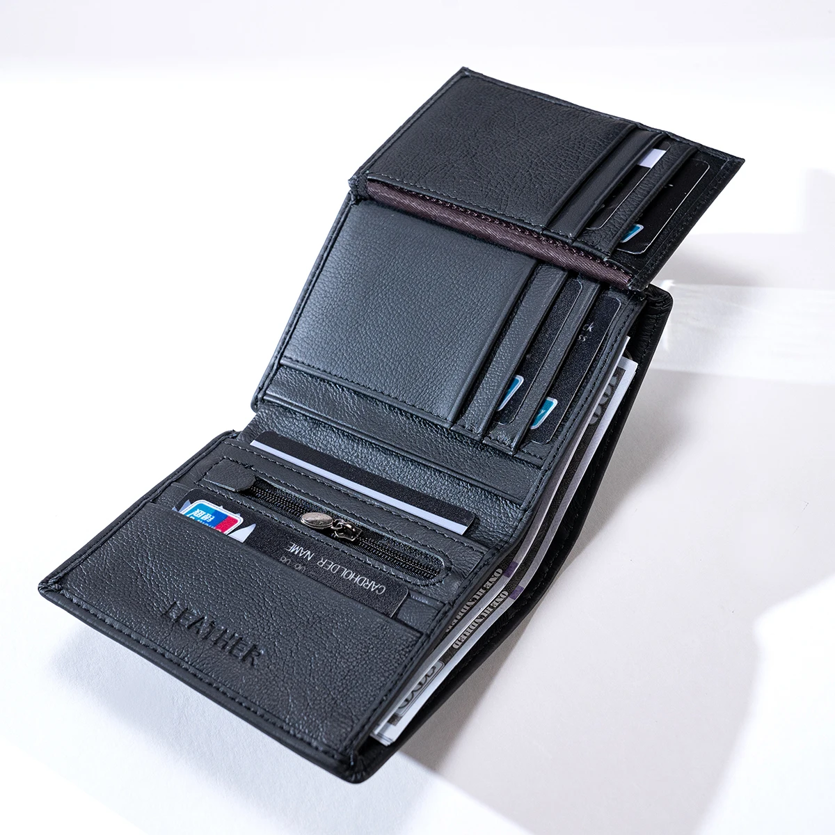 Genuine Leather RFID Wallet for Men – Vertical Short Wallet with Coin & Card Holders 1 Genuine Leather RFID Wallet for Men – Vertical Short Wallet with Coin & Card Holders 1